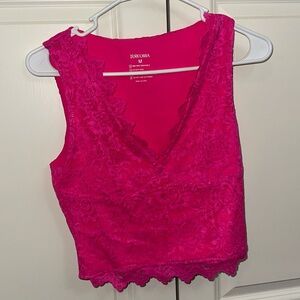 NWOT Hot Pink Lace Crop Top